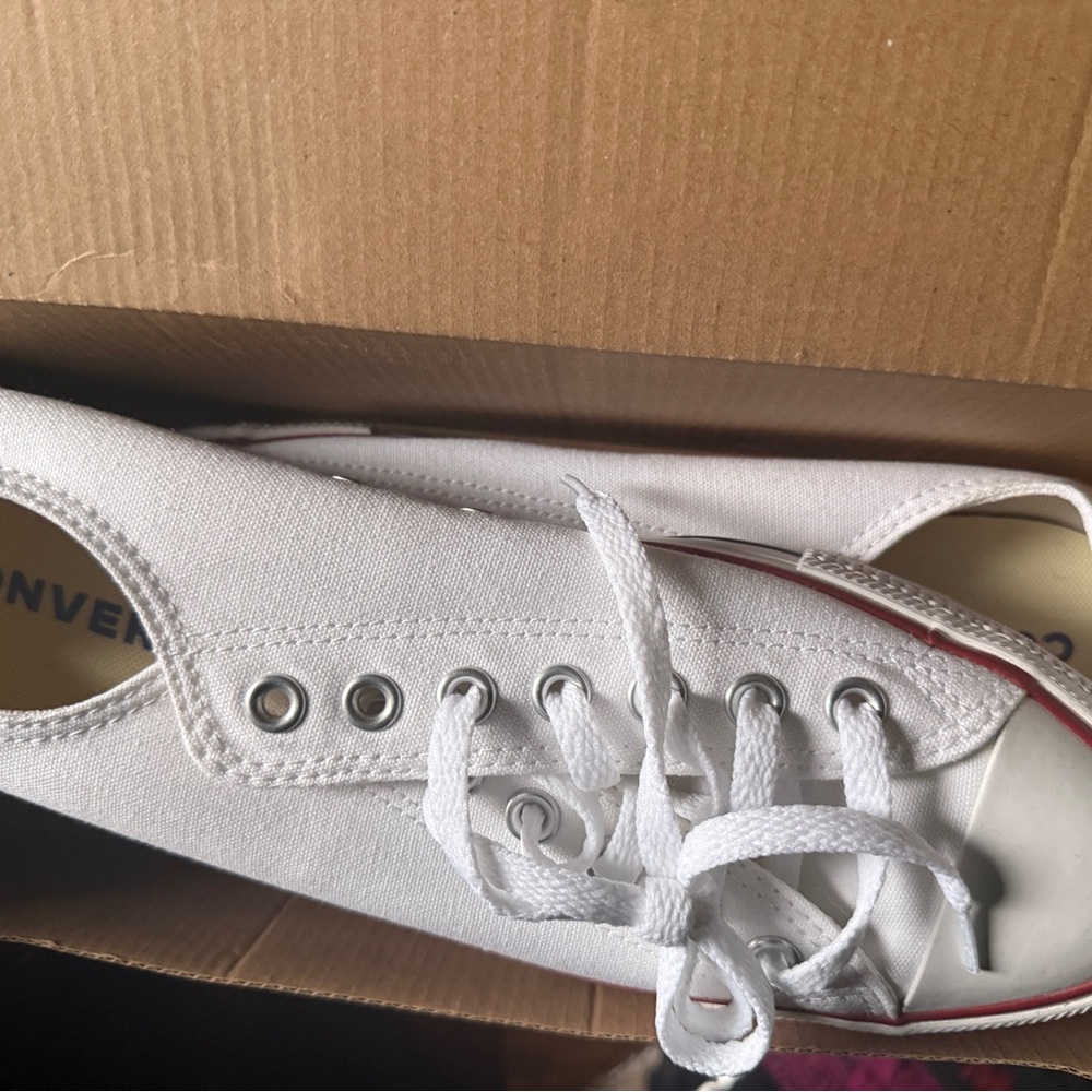 Converse White Canvas Lace-Up Sneakers